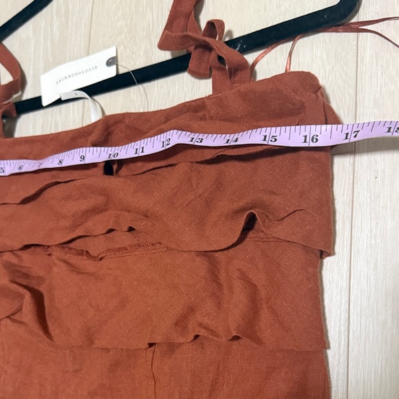 Anthropologie Terracotta Layered Pocketed Romper - Picture 4 of 8